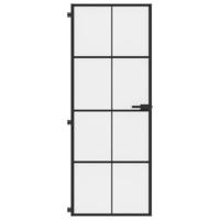 VidaXL Binnendeur smal 76x201,5 cm gehard glas en aluminium zwart - thumbnail