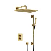 Hotbath Gal - GL106 - Inbouw Regendoucheset - Geborsteld Messing PVD - Thermostatisch - Wandarm 35 cm - Hoofddouche 270x400 mm - Staafhanddouche - Glijstang 900 mm - met GL106 - met 2-Weg Stop-Omstel - thumbnail
