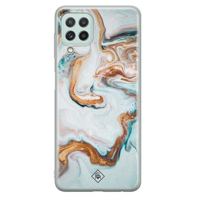 Samsung Galaxy A22 4G siliconen hoesje - Marmer blauw goud
