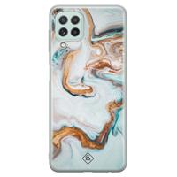 Samsung Galaxy A22 4G siliconen hoesje - Marmer blauw goud - thumbnail