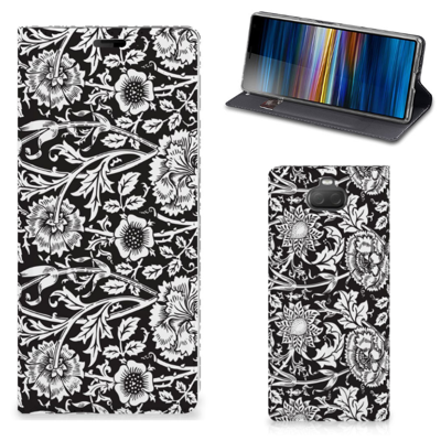 Sony Xperia 10 Plus Smart Cover Black Flowers Sony Xperia 10 Plus Smart Cover Black Flowers