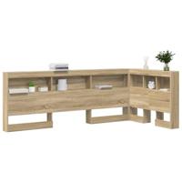 Opberghoofdbord met plank Sonoma eiken 90 cm Bewerkt hout - thumbnail