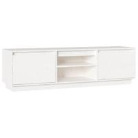 Tv-meubel 140x35x40 cm massief grenenhout wit - thumbnail