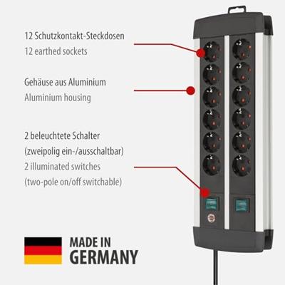 Brennenstuhl 1391000912 Binnen 12AC-uitgang(en) 3m Zwart, Wit power uitbreiding Brennenstuhl 1391000912 Binnen 12AC-uitgang(en) 3m Zwart, Wit power uitbreiding