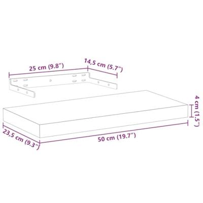 Wandschap 50x23,5x4 cm bewerkt hout