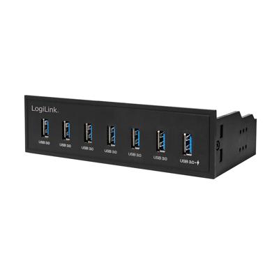 LogiLink USB HUB 3.0, 7-Port, 5,25\ intern + snellader poort