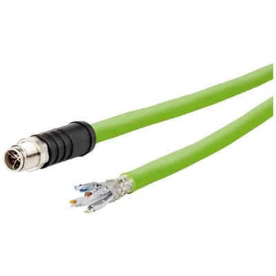 Metz Connect 142M6X10020 M12 Netwerkkabel, patchkabel CAT 6A SF/UTP 2.00 m Groen PUR-mantel, Zuurbestendig, Ozonbestendig, UV-bestendig, Geschikt voor