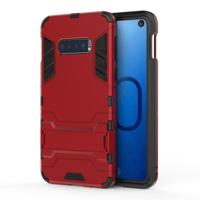 Schokbestendige PC + TPU Case voor Galaxy S10e met houder (rood) - thumbnail