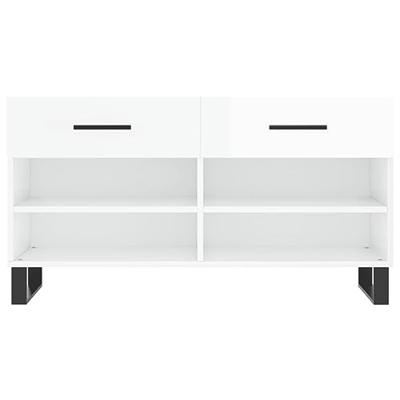 Schoenenbank 102x35x55 cm bewerkt hout hoogglans wit