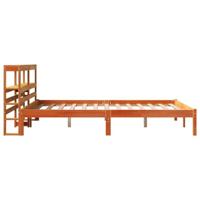 Bedframe met hoofdbord massief grenenhout wasbruin 135x190 cm - thumbnail