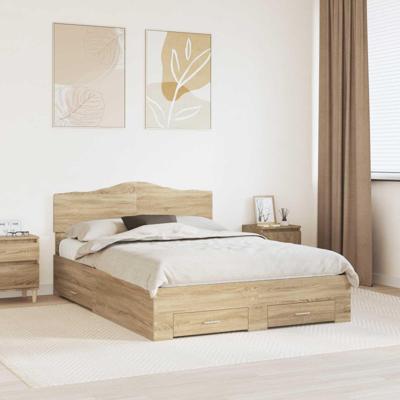 Bedframe met hoofdeinde Sonoma Eiken 140 x 190 cm Bewerkt hout