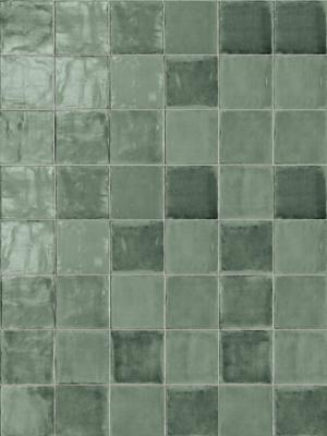 Wandtegel groen Marokkaans Sartoria Tsquare 15x15cm mint tea glans gerectificeerd