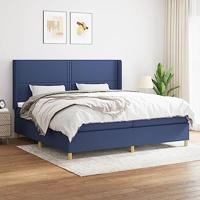 Boxspring met matras stof blauw 200x200 cm - thumbnail