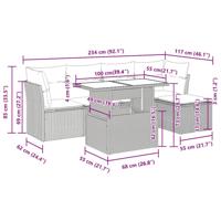 6-delige Loungeset met kussens poly rattan beige - thumbnail