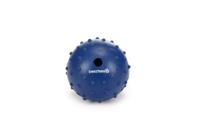 Rubber bal massief met bel hondenspeeltje blauw 7 cm - thumbnail