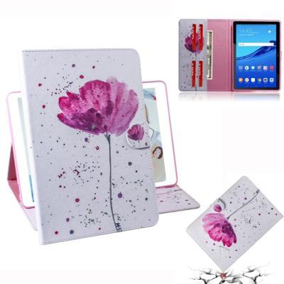Paarse orchideeën patroon horizontale Flip lederen case voor Huawei MediaPad T5 met houder & Card slot & portemonnee