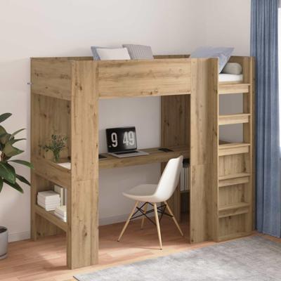 Loft Bedframe met Bureau met opslag Artisan Eiken 100 x 200 cm