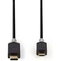 Kabel USB 2.0 | Type-C male - Micro-B male | 1,0 m | Antraciet - thumbnail