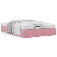 Ottoman bedframe zonder matras 120x200 cm fluweel roze - thumbnail