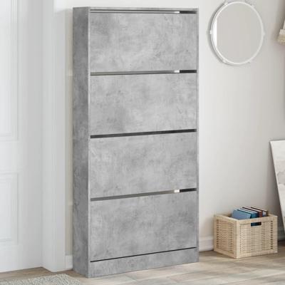 Schoenenkast met 4 klaplades 80x21x163,5 cm betongrijs