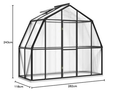 VidaXL Broeikas met basisframe 3,3 m² aluminium antracietkleurig