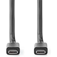 Nedis USB-Kabel | USB 3.2 Gen 2x2 | USB-C Male | USB-C Male | 100 W | 4K@60Hz | 20 Gbps | Vernikkeld | 2.00 m | Rond | PVC | Zwart | Label - - thumbnail