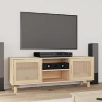 Tv-meubel 105x30x40 cm massief grenenhout en rattan bruin - thumbnail