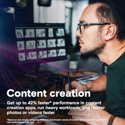 Crucial CT1000T500SSD8 T500 SSD, 1 TB, M.2 2280, PCIe 4.0 NVMe, 7300/ 6800 MB/s, No HS