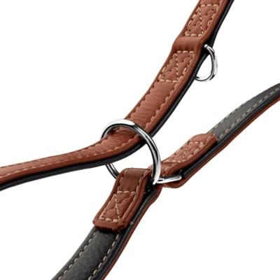 HUNTER Verstelbare hondenriem Canadese UP, kleur: cognac/zwart, zacht, soepel leer, 3-voudig verstelbaar, duurzaam, Made in Germany, maat: 15/201