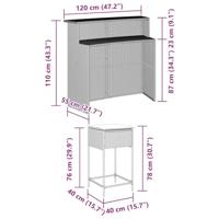 3-delige Tuinbarset met kussens poly rattan zwart - thumbnail