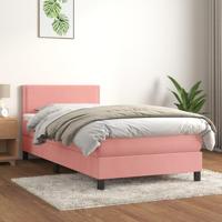 Boxspring met matras fluweel roze 100x200 cm - thumbnail