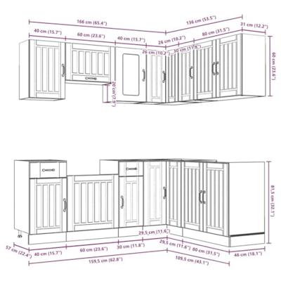 11-delige Keukenkastenset Kalmar bewerkt hout sonoma eikenkleur