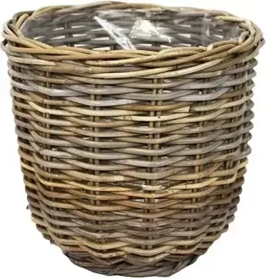 Rotan Rattan grote plantenmand grijs 36x35cm