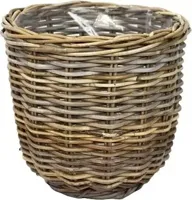 Rotan Rattan grote plantenmand grijs 36x35cm - thumbnail