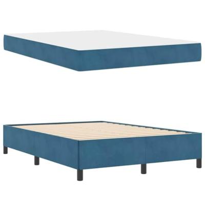 Bedframe met matras Donkerblauw en wit 140 x 190 cm Fluweel
