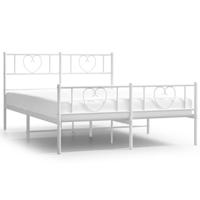 Bedframe met hoofd- en voeteneinde metaal wit 160x200 cm - thumbnail