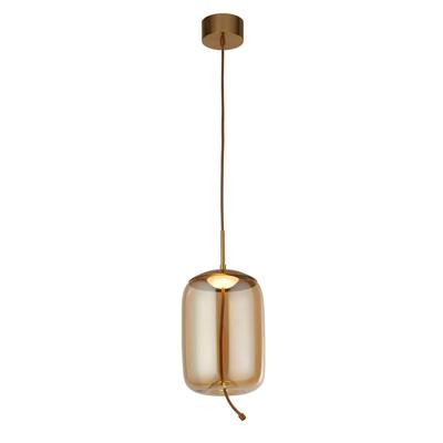 Searchlight Hanglamp GlasLisbon roodkoper met amber cilinderglas - 75132-1AM