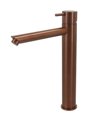 Wastafelmengkraan Hotbath Cobber 1-hendel Recht 28.6 cm Geborsteld Koper PVD