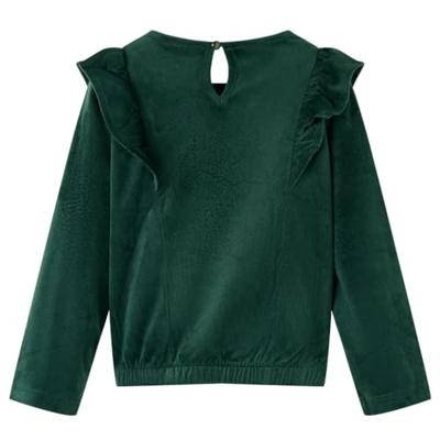 Kinderblouse met ruches 128 donkergroen