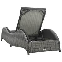 Ligbed met kussen poly rattan antraciet - thumbnail