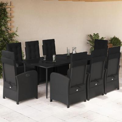 9-delige Tuinset poly rattan zwart