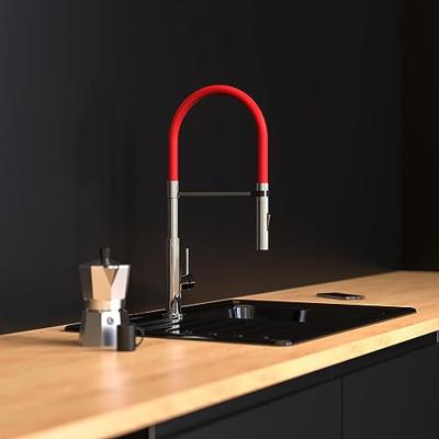 Keukenmengkraan Schutte Stilo Hoge Uitloop Uittrekbare Mousseur Soft Touch Slang Chroom Zwart Schütte