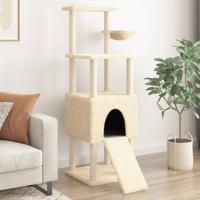 VidaXL Kattenmeubel met sisal krabpalen 153 cm crèmekleurig - thumbnail
