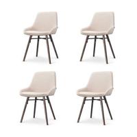 Nolon Nena-Isa Eetkamerstoelen Set van 4 - Beige - Walnoot - thumbnail