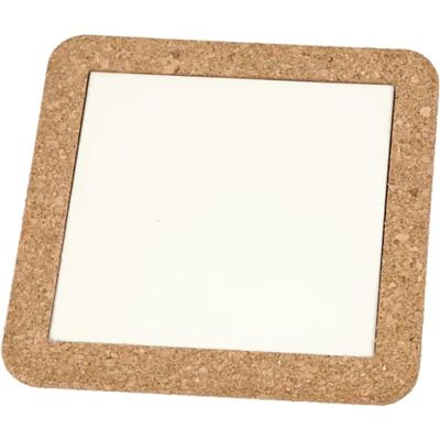 Creativ Company Onderzetter met lijst van kurk, afm 15,5x15,5x1 cm, wit, 2 stuk/ 1 doos