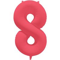 Folieballon Cijfer 8 Neon Rood (86cm) - thumbnail