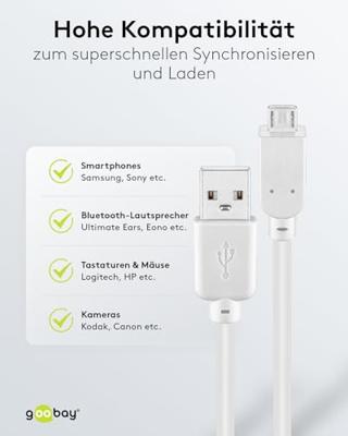Goobay 96190 USB 2.0 Hi-Speed kabel, 0,15 m wit