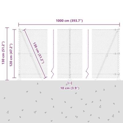 VidaXL Afrasteringspaal zilver 10 x 1,2 m (25 mm gaas) staal