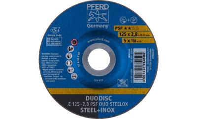 PFERD TOOLS 62012620 E 125-2,8 PSF DUO STEELOX Afbraamschijf gebogen Diameter 125 mm Boordiameter 22.23 mm RVS, Staal, IJzerslag 10 stuk(s) PFERD TOOLS 62012620 E 125-2,8 PSF DUO STEELOX Afbraamschijf gebogen Diameter 125 mm Boordiameter 22.23 mm RVS, Staal, IJzerslag 10 stuk(s)