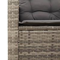 3-delige Bistroset met kussens poly rattan en acaciahout grijs - thumbnail